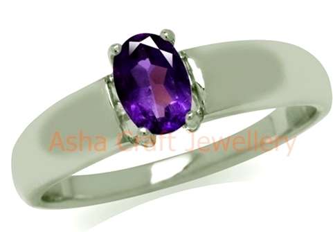 ~~*STER-LING-SIL-VER*~~ Genuine, REAL, Solid, 925 Sterling Silver Ring, Genuine Amethyst. Size 4/H