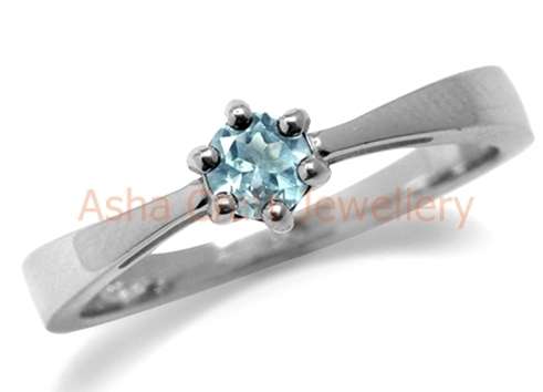 SALE!!! Genuine 0.10ct Blue Topaz Gemstone 925 Sterling Silver Ring. Size 10 / T-U