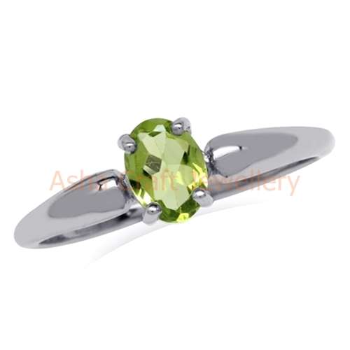 Genuine, REAL, Solid, 925 Sterling Silver, Genuine Peridot. Size 10 / U