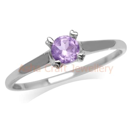 ~~*STER-LING-SIL-VER*~~ Genuine, REAL, Solid, 925 Sterling Silver Ring, Natural Amethyst. Size 8