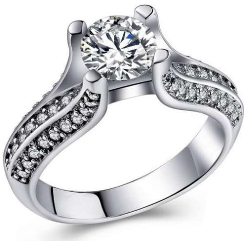 BREATHTAKING 1.85CT. CR.DIAMOND SOLITAIRE AND ACCENTS ENGAGEMENT RING - SIZE 8/Q