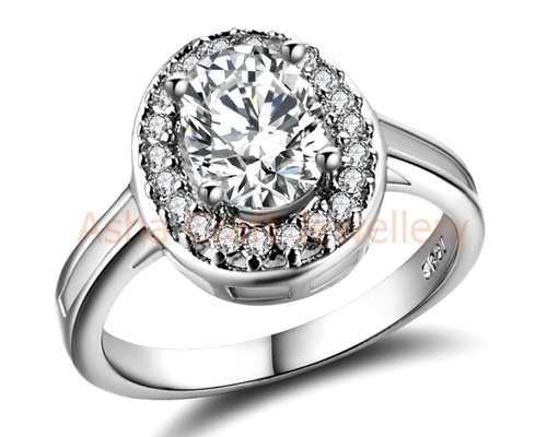 BREATHTAKING 1.42CT. CR.DIAMOND OVAL HALO ENGAGEMENT RING - SIZE 7 / N+