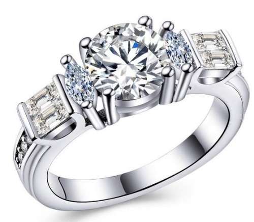 EXTRAORDINARY! Solitaire, Baguette, Marquise 2.61ct. Cr.Diamond Engagement Ring - Size 7/N+