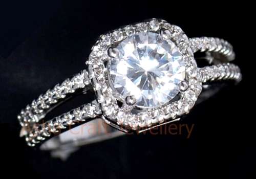 ASHA CRAFT: Stylish Split-Shank 1.58ct. Cr.Diamond Engagement Ring. Size 5/K