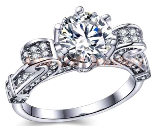 ASHA CRAFT: Romantic Designer Inspired 2.51ct. Cr.Diamond Engagement Ring. Size 8 / P ½