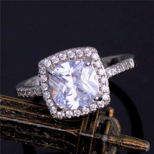 ASHA CRAFT: Classic Cushion cut 2.38ct. Cr.Diamond Engagement Ring. Size 5.5 / K / 5 ½