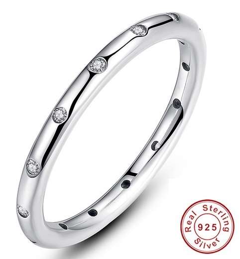 Asha Craft: Adorable CZ Studded Genuine 925 Sterling Silver Band. Ring size 7 / N+