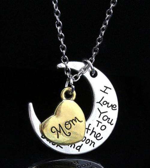 Silvertone Necklace | Mom, I love you to the moon and back