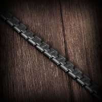 Asha Craft: Stainless Steel Greek Motif 8mm Black Bracelet - 19.7cm
