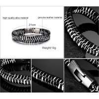 LATE START!!! Genuine Leather Black & White Bracelet - 21cm