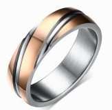 Asha Craft: Solid 316L Stainless Steel Rose Trim Wedding Band. Ring size 10 / T+