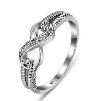 Genuine 925 Sterling Silver Ring, Sparkling White CZ, Infinity Symbol. Size 9 / R+