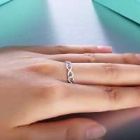 Genuine 925 Sterling Silver Ring, Linked Infinity Symbols. Size 7 / N+