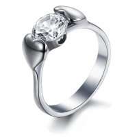 BRAND NEW! Modern Stainless Steel Solitaire 1.20ct CZ Ring - Size 5 / J+ / 16mm diameter