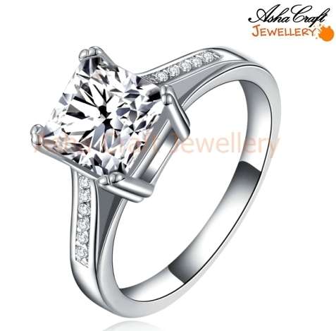 Asha Craft: Elegant 2.11ct Cr.Diamond Cushion Cut Engagement Ring. Size 8 / P+ / 18mm