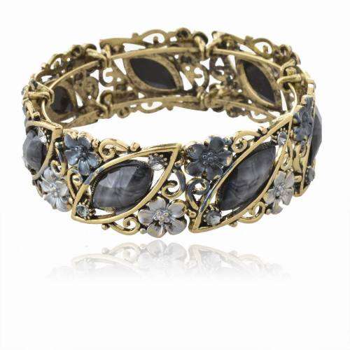 Asha Craft: Black and Grey Enamel Cuff Bangle Bracelet