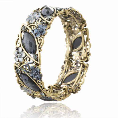 Asha Craft: Black and Grey Enamel Cuff Bangle Bracelet