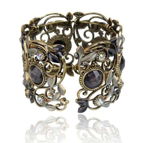 Asha Craft: Black and Grey Enamel Cuff Bangle Bracelet