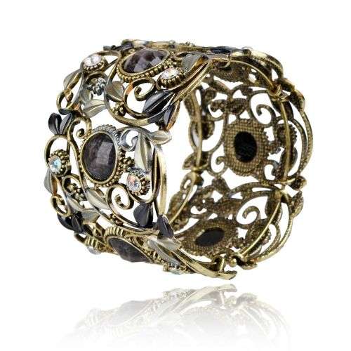 Asha Craft: Black and Grey Enamel Cuff Bangle Bracelet