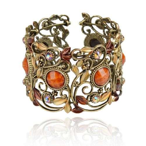 Asha Craft: Brown and Bronze Enamel Cuff Bangle Bracelet
