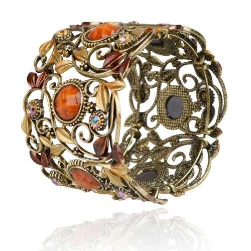 Asha Craft: Brown and Bronze Enamel Cuff Bangle Bracelet
