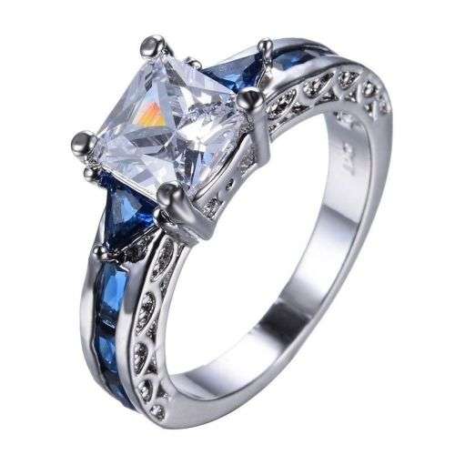 Asha Craft: Sensational 2.08ct Cr.Blue Sapphire Princess Engagement Ring - Size 11.25 / W