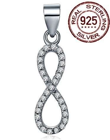 Genuine 925 Sterling Silver Infinity Design CZ Accents Pendant