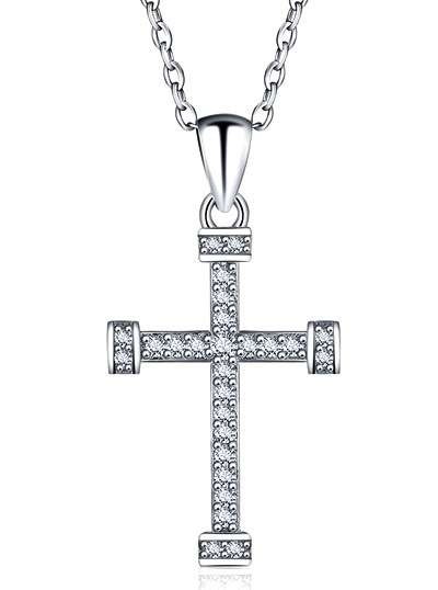 ***REDUCED PRICE!*** Asha Craft: Solid Genuine 925 Sterling Silver White CZ Cross Necklace