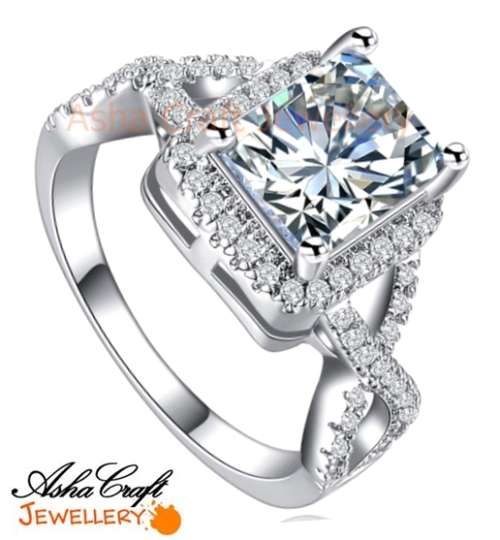 EXTRAORDINARY! Designer Inspired 3.28ct. Cr.Diamond Engagement Ring. Size 7/O