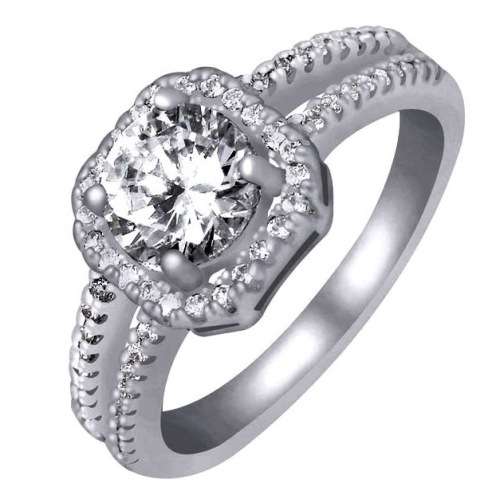 ASHA CRAFT: Extraordinary Halo Pave 1.58ct. Cr.Diamond Engagement Ring. Size 7/O