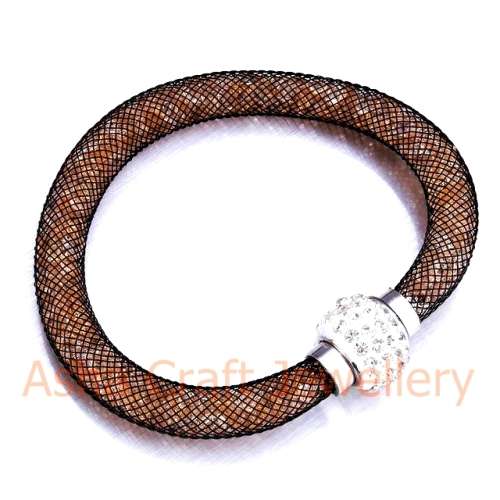 NEW STARDUST COLLECTION - Crystal Bangle Bracelet Mesh with Magnetic Clasp - CHAMPAGNE