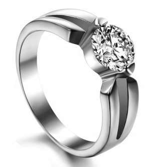 SUPER STUNNING!!! 1.00ct Sparkling White CZ Titanium Steel Ladies Ring. Size 6 / M