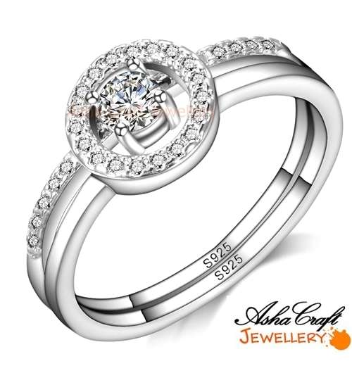 2 RING SET! ROUND CUT 0.36CT CR.DIAMOND HALO ENGAGEMENT RING WITH BAND - Size 7/O