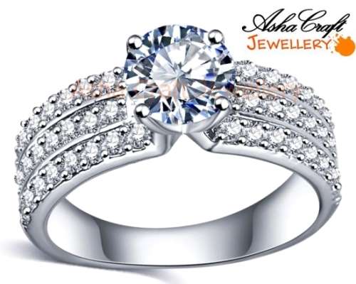 BEAUTIFUL!! 40 SPARKLING ACCENTS 1.24CT CR.DIAMOND ENGAGEMENT RING - Size 9/R+