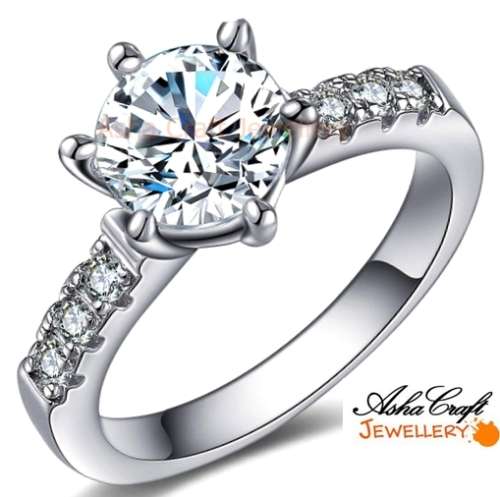BREATHTAKING! BIG SOLITAIRE 2.22CT CR.DIAMOND ENGAGEMENT RING - Size 8/Q/18MM