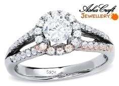 SENSATIONAL!! Sparkling 1.14ct Cr.Diamond Halo Split-Shank Engagement Ring - Size 7 / N+