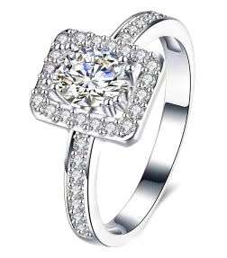 AFFORDABLE Genuine 925 Sterling Silver Engagement Ring, Sparkling White CZ. Size 6 / M