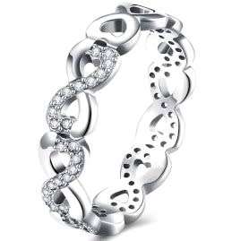 BRAND NEW - Genuine 925 Sterling Silver Infinity Ring, White CZ. Size 6 / M