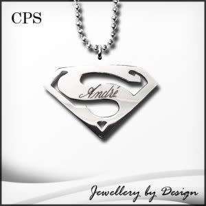 SUPERMAN Name Pendant 60cm Chain Necklace Quality Stainless Steel + FREE ENGRAVING