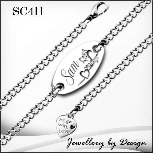 HEARTS 20cm Fine Chain Bracelet Quality Stainless Steel + FREE ENGRAVING