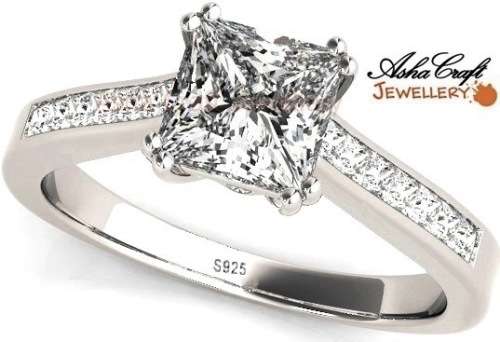 BEAUTIFUL! Sparkling 2.11ct Cr.Diamond Princess Cut Engagement Ring. Size 8 / P+ / 18.0mm