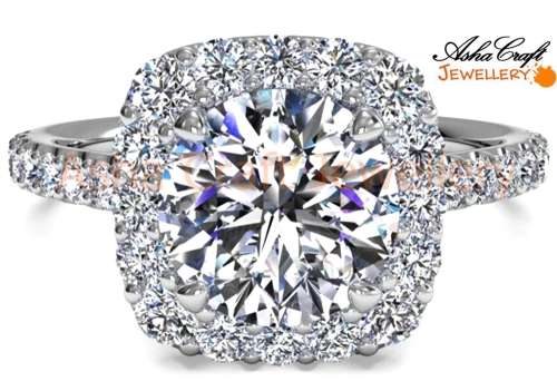 BREATHTAKING! Sparkling 1.46ct. Cr.Diamond Round Halo Engagement Ring. Size 7/O