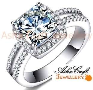 PHENOMENAL! Sparkling 2.67ct. Cr.Diamond Cushion Halo Engagement Ring. Size 7/O