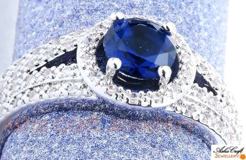 ROYALTY! Beautiful 0.82ct. Cr.Diamond & Sapphire Halo Engagement Ring. Size 7 / N+