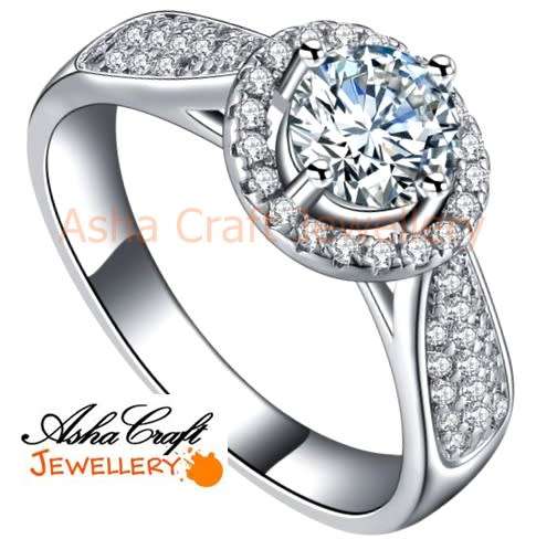 BEAUTIFULL! Sparkling 1.36ct Cr.Diamond Round Halo Engagement Ring - Size 8 / Q / 18.1mm