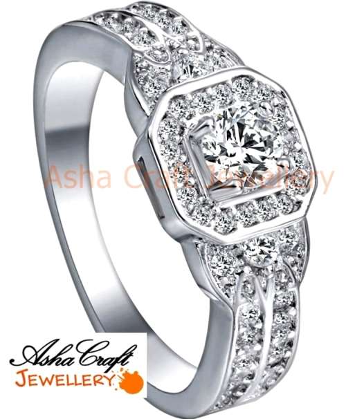 STUNNING! Sparkling 0.94ct Cr.Diamond Round Halo Engagement Ring - Size 7 / O / 17.3mm