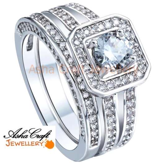 BREATHTAKING! Sparkling 1.91ct Cr.Diamond Halo Engagement Ring SET - Size 7 / O / 17.3mm