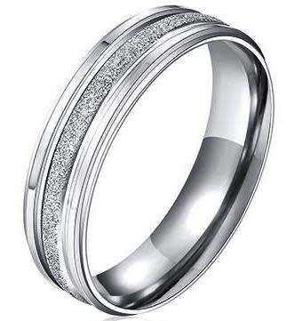MENS DIAMOND DUST FROSTED STAINLESS STEEL BAND. RING SIZE 11 / W / 20.6mm