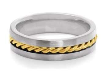 UNISEX STAINLESS STEEL RING GOLDEN ROPE. (SIZE 7 / N+ / 17.3mm)