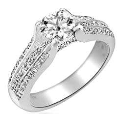 STUNNING!! 1.85CT. CR.DIAMOND SOLITAIRE AND ACCENTS ENGAGEMENT RING - SIZE 8/Q